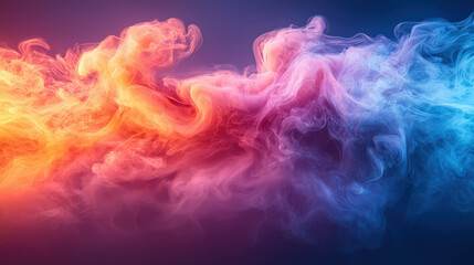 Obraz premium Colorful smoke swirls digital art abstract background vivid lighting close-up creative visualization