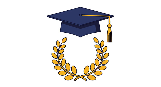 Graduation Cap and Laurel Wreath Celebrating Academic Achievement