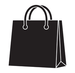 Black and white shopping bag icon graphic suitable for retail and ecommerce designs