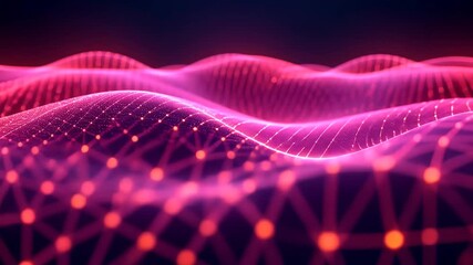 Futuristic Digital Wave Network Abstract Background with Vibrant Pink and Purple Color Scheme - Powered by Adobe