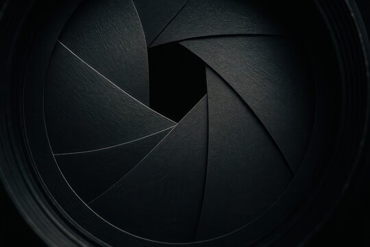 Black Camera Lens Aperture Blades In Close-Up View - Powered by Adobe