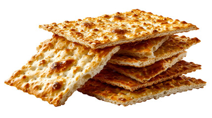 Stack of golden-brown baked flatbread with dimpled texture