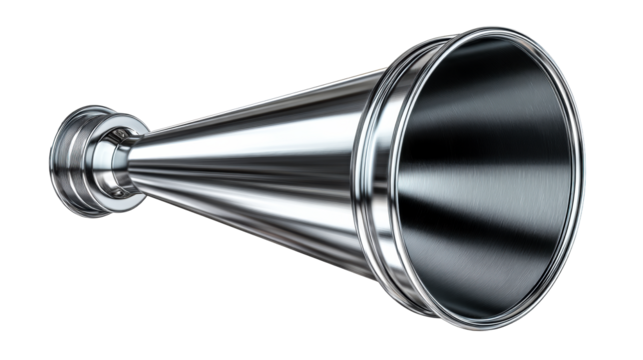 Polished metal megaphone with textured interior