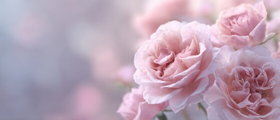 The delicate beauty of pink roses in soft pastel hues