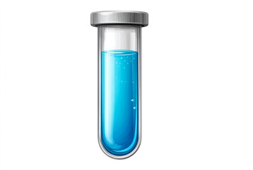 Test tube with blue liquid for science lab research and medical analysis