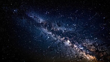 Fototapeta premium Magnificent Milky Way Galaxy Shining Brightly in the Dark Night Sky Displaying Countless Stars and Celestial Beauty Revealing the Vastness of the Universe