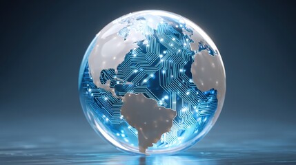 Digital Globe - A 3D representation of a globe with a digital circuit pattern. The image symbolizes technology and global connectivity.