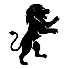 Black silhouette vector illustration of a standing wild lion king stand up logo