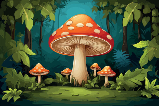 Mushroom in the mountain lendscape background .