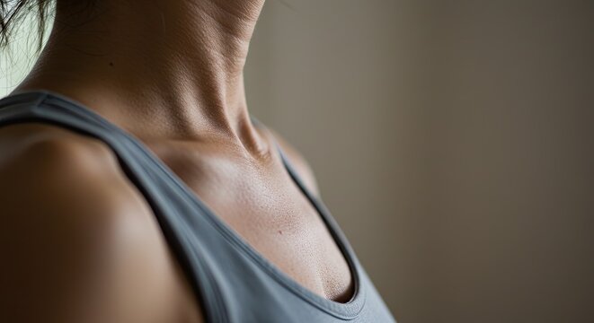Subtle Goosebumps on a Woman's Neck and Clavicle in Soft, Natural Light