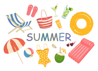 Summer vacation accessories creating holiday mood