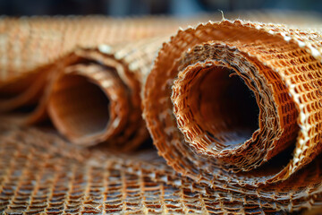 Obraz premium Close-Up of Brown Corrugated Cardboard Roll without Text: Simple Packaging Material for Product Delivery or Storage