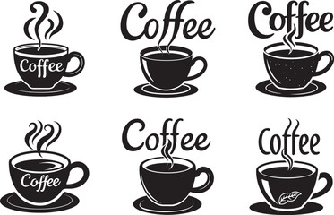 Obraz premium A set of vector icons featuring various coffee, tea, and hot beverage mugs and cups
