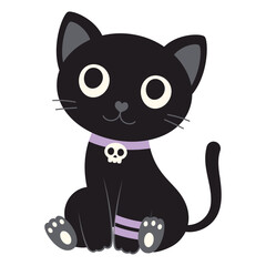 halloween black cat, flat style