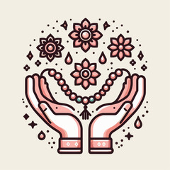 illustration of prayer beads in hand 