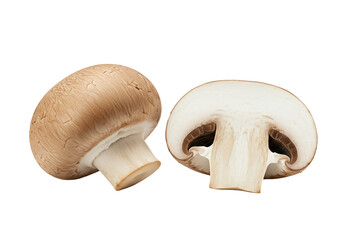 Brown cap mushroom close up isolated transparent background