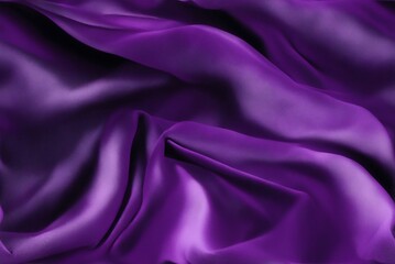 Fototapeta premium Abstract 3D Wave Violet Silk Fabric Background with Hyper-Realistic Smooth Satin Texture, Luxurious Drapery, Seamless Artistic Backdrop, and High-Detail Photorealistic Elegant Satin Material Design