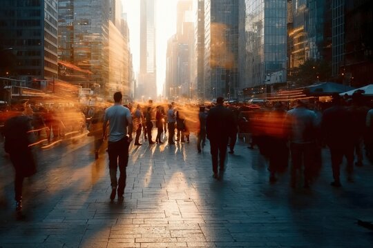 Motion Blur of people walking in the city