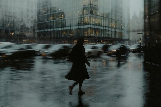 woman walking in the city