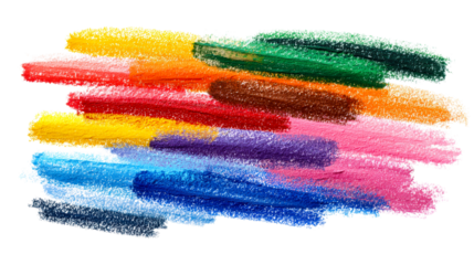 Colorful textured paint strokes on white