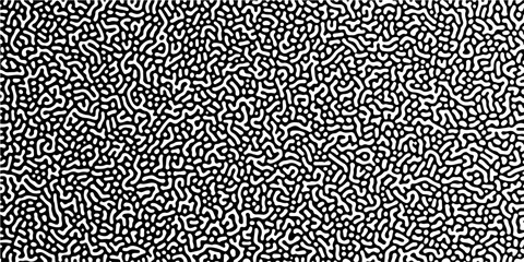 Abstract truing organic wallpaper Turing reaction diffusion monochrome seamless pattern with chaotic motion. Organic lines in Memphis. abstract Turing organic wallpaper background. Vector illustration