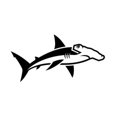 Fototapeta premium Stylized Hammerhead Shark Silhouette in Bold Lines
