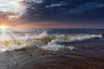 Beautiful landscape, Gulf of Finland early in the morning.