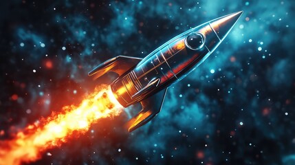 Obraz premium propulsion emitting rocket