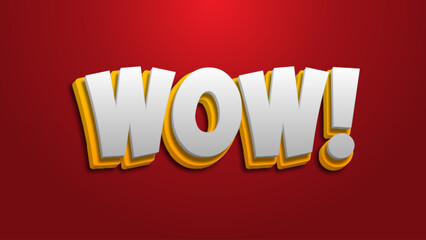 3D bold wow text with red background