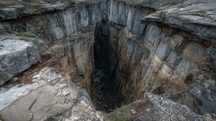Vast Chasm Opening Revealed in Rocky Ground Landscape Photography