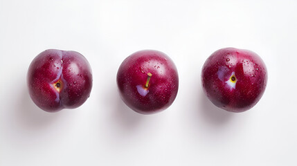 Fototapeta premium Fresh plums glistening with water drops, vibrant fruit ready for your project