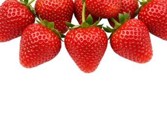 Fresh red strawberries transparent background healthy eating concept still life