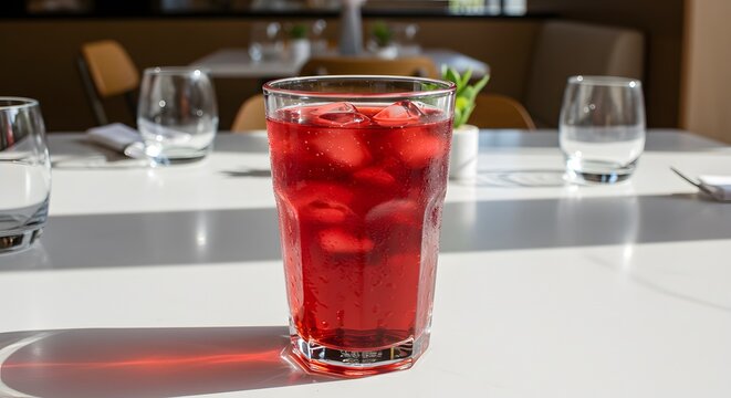 Zobo hibiscus drink ginger chilled on a restaurant table
