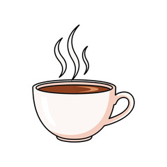 Obraz premium A steaming cup of coffee, filled with a dark brown liquid, rising steam.