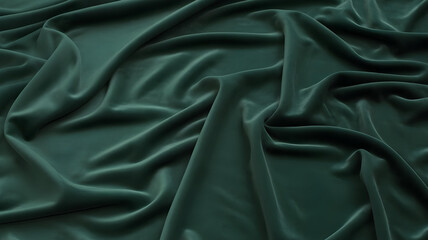 Fototapeta premium A luxurious background of dark green velvet fabric with soft folds and highlights