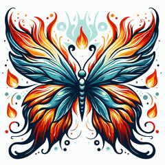 fire aura butterfly illustration 