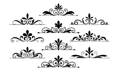 Ornament design corner set, collection, flowers floral design corner, vector eps
