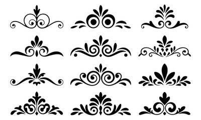 Ornament design corner set, collection, flowers floral design corner, vector eps