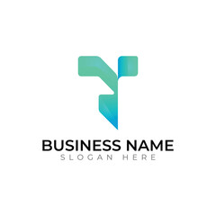 Modern Blue Letter T Logo Design for Technology or Corporate Branding