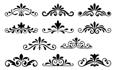 Ornament design corner set, collection, flowers floral design corner, vector eps