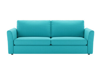 Teal sofa isolated transparent background modern interior home furniture