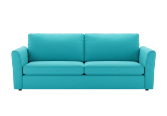 Teal sofa isolated transparent background modern interior home furniture