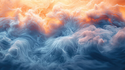 Dynamic ocean waves and clouds at dusk digital artwork surreal environment aerial view nature's beauty