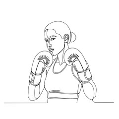 Female boxer in fighting stance with gloves, vector illustrations  