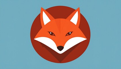 Obraz premium Flat fox head in red circle