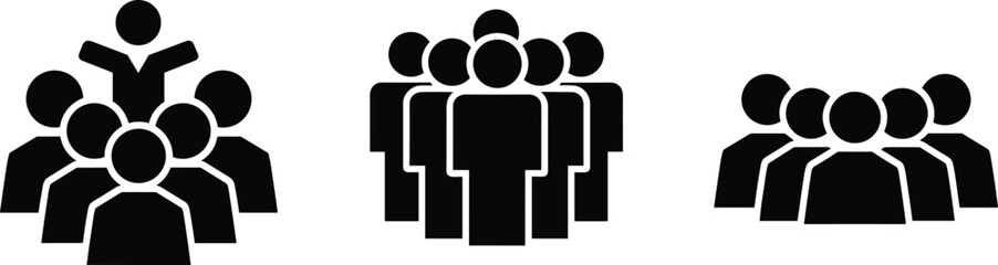Group icons, team formation, leadership concept, people silhouettes, community symbol, human resources, teamwork illustration, social structure, business icon
