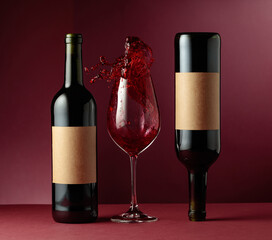 Red wine on a dark red background.