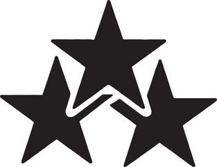 Burst of three overlapping stars silhouette icon. Vector EPS for decoration, celebration, and festive designs.