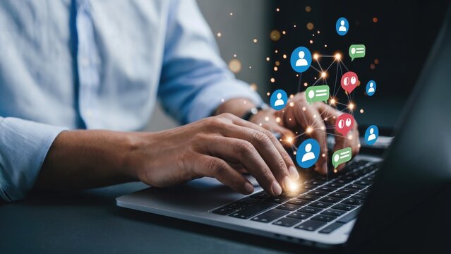 Innovative digital connection with modern technology, seamless communication and social network integration online