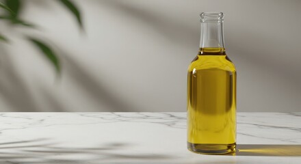 Obraz premium Olive oil bottle on marble surface